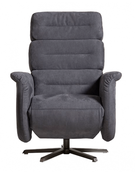 STOR - Fauteuil relaxation piètement métallique chromé ou noir, 5 étoiles ou cercle, têtière réglable