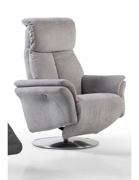 INCE - Fauteuil relaxation piètement métallique chromé ou noir, 5 étoiles ou cercle, têtière réglable