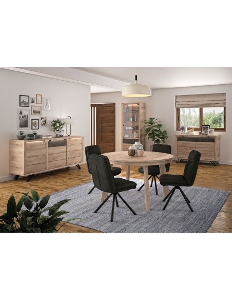 EVE - Meuble TV 2 portes 1 tiroir placage chêne