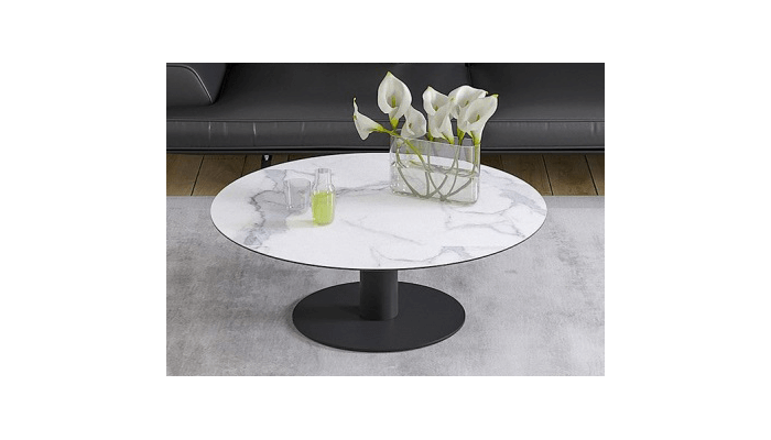 UNA - Table basse extensible plateau céramique...