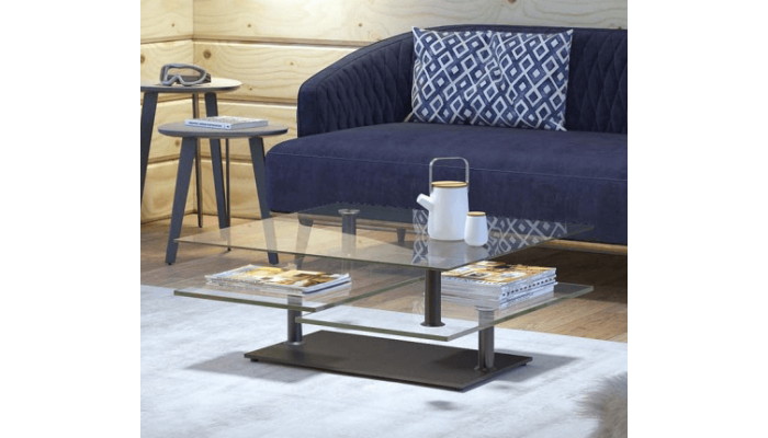 QUAD - Table basse plateaux pivotants céramique...