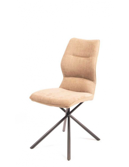 WISH - Chaise en tissu et simili cuir avec pieds en métal noir 6 coloris
