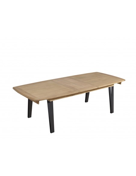 RAFFINE - Table pieds en métal 2 allonges de 46 cm existe en 3 finitions
