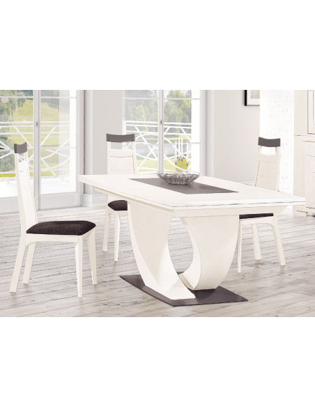 HAMEAU - Table de repas dessus fil avec 1 allonge de 80 cm en chêne massif