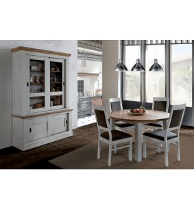 CANTIQUE - Table ronde une allonge de 39 cm chêne massif 2