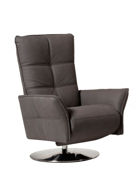 LEO - Fauteuil relaxation piètement métallique chromé ou noir, 5 étoiles ou cercle, têtière réglable