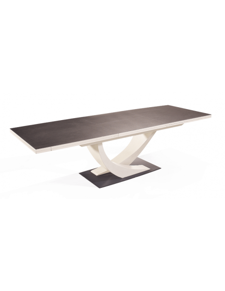 HAMEAU - Table de repas dessus fil avec 1 allonge de 80 cm en chêne massif