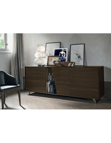Enfilade 2 portes dont 1 diagonale SELLA 4 tiroirs 1 niche