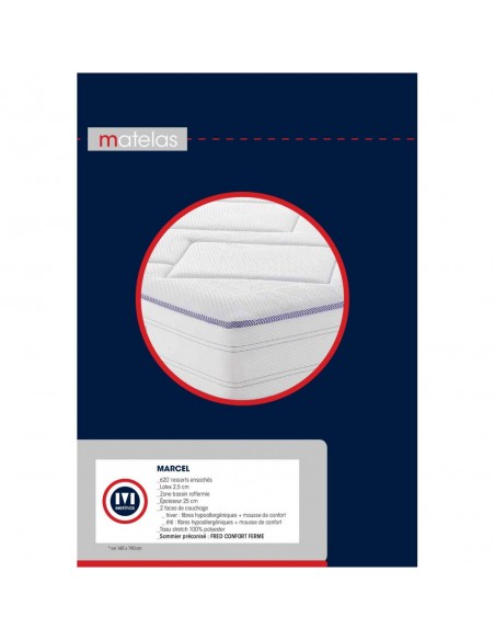 MARCEL - Matelas en ressorts ensachés et latex épaisseur 25 cm